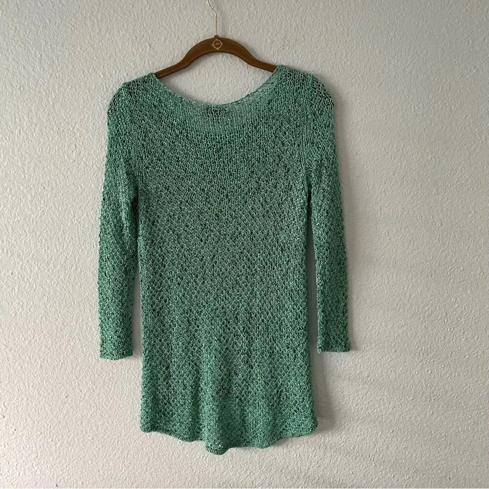 Y2K Open Knit Sweater Green Pastel with Black Size XS The Limited